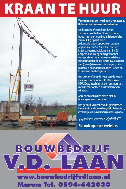 verhuur bouwkraan Marum